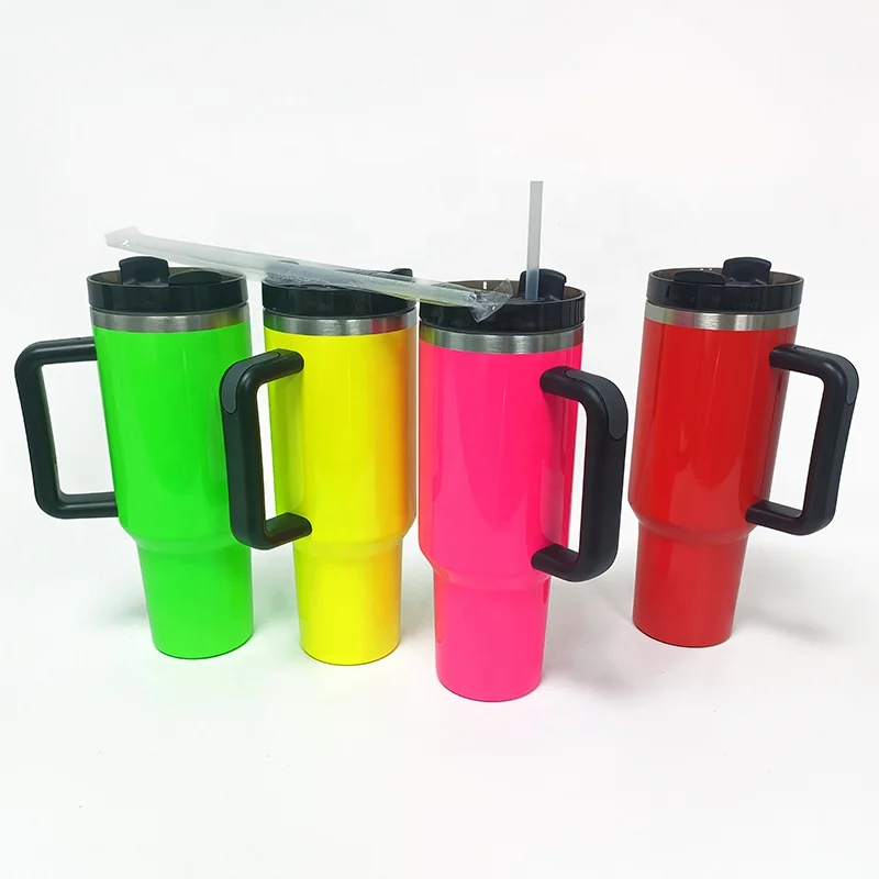 Custom Logo 2024 Stainless Steel Cup Adventure 40oz Travel Coffee Tumbler with Handle and Straw