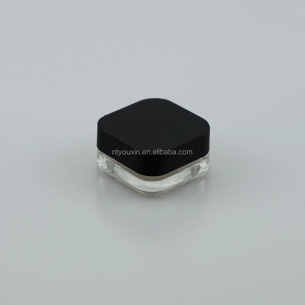 
3ml 5ml 7ml cbd square cosmetic glass jar with plastic child proof cap 