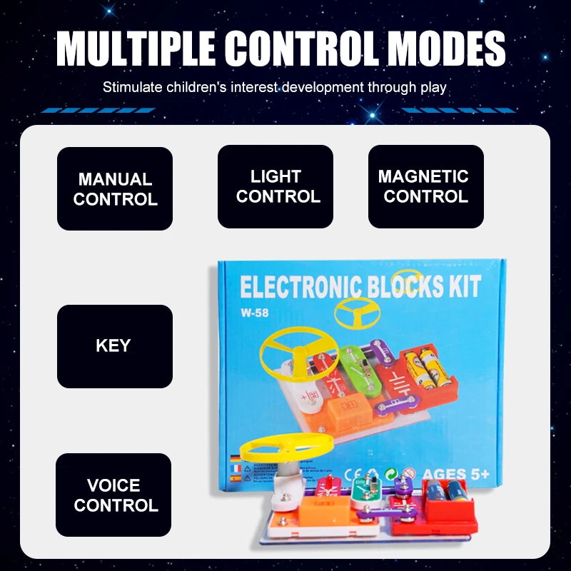 QS Children Learning Game STEAM Educational DIY 58 Types Circuits Lab Appliance Electronic Building Blocks Kit Toys for Kids