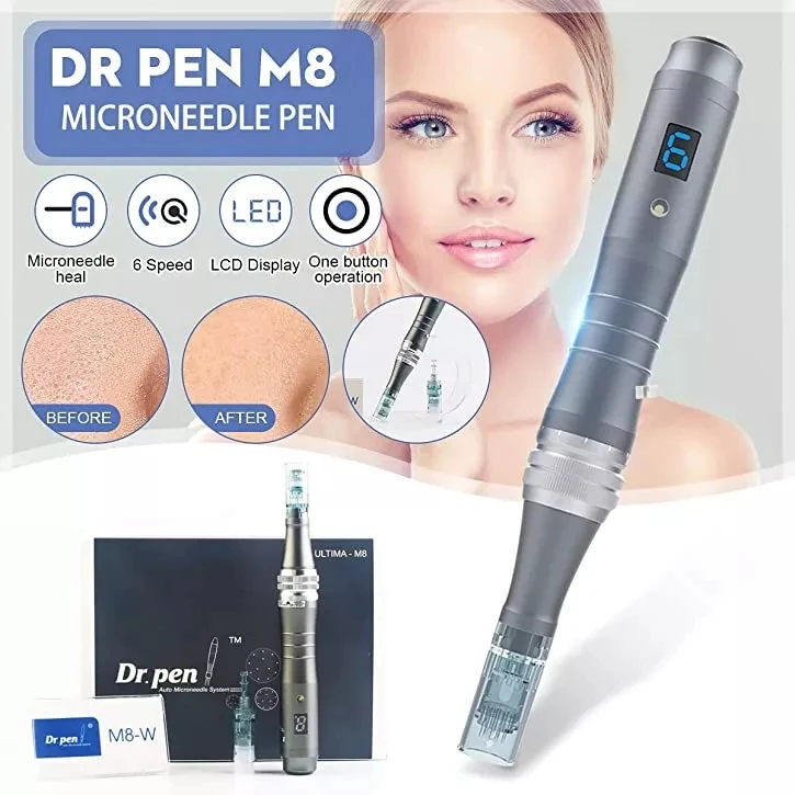 Dr. Pen M8 6 Speeds Electric 11/16/24/36/42 Pins Ultima Derma Pen Anti Aging MTS Microneedle Derma Needle Pen