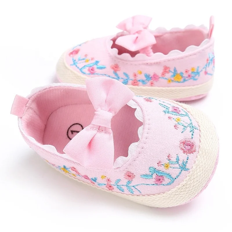 High quality Fashion Infant Designer Floral Baby Girls Bow New Born Shoes