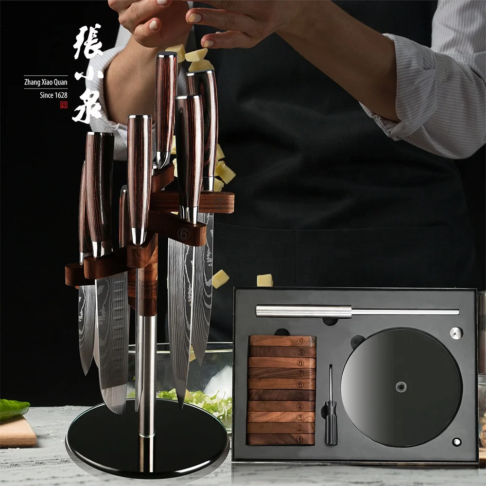 Factory price Super sharp professional stainless steel chef knife pakkawood forge handle laser pattern damascus knife wholesale