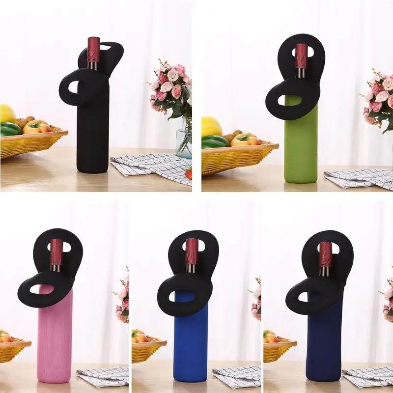 OEM 37*12CM Neoprene Wine Bottles Cooler Neoprene Black Wine-bottle Bag Protective Sleeve Covers