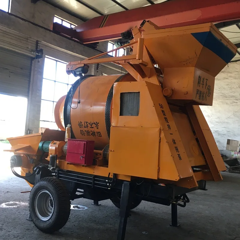 High quality manufacturer cheap small diesel concrete pump with mixers machine