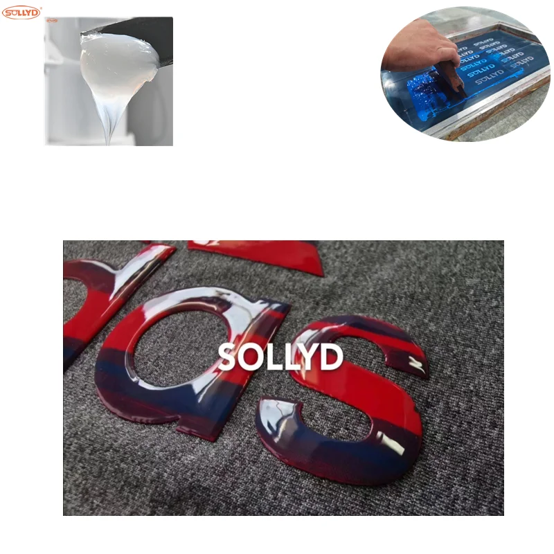 SOLLYD Glossy crystal 3D silicone HD printing ink for screen printing textile in garment fashion cloth T-shirt printing