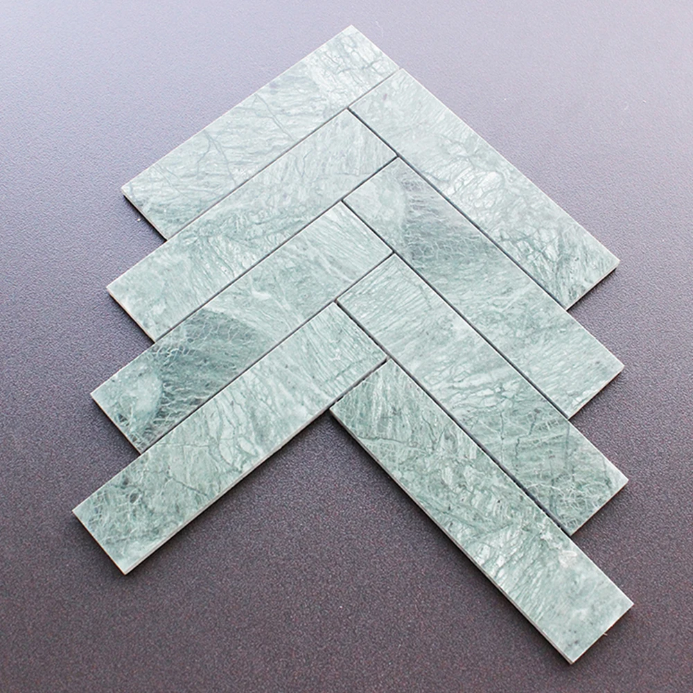 Ceramic Mosaic Herringbone Green Tiles Used For Room Wall Tile Building Ceramic Marble Herringbone Mosaic Fish Bone Mosaic Tiles