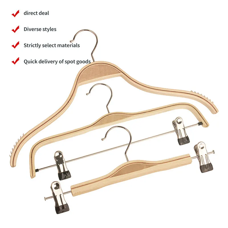 No. 1 Plywood Hanger Popular Hot Sale Clothes Wooden Casual Dresses Hanger With Clip