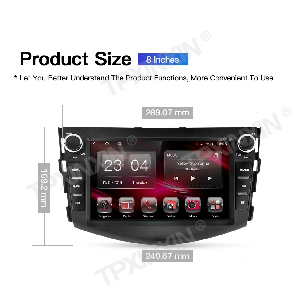 8 Inch Android Auto Car Multimedia Player For Toyota RAV4 XA30 2006-2012 Navigation Radio Stereo GPS Wifi DSP CarPlay Head Unit