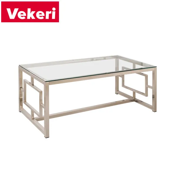 Chinese modern gold metal coffee table is placed in the living room to add practicality