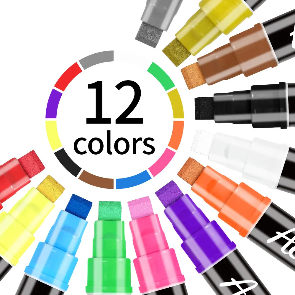Hot Sales 12 Colors 10mm Square Nib Water Based Paint Best Acrylic Paint Marker Pen For Painting