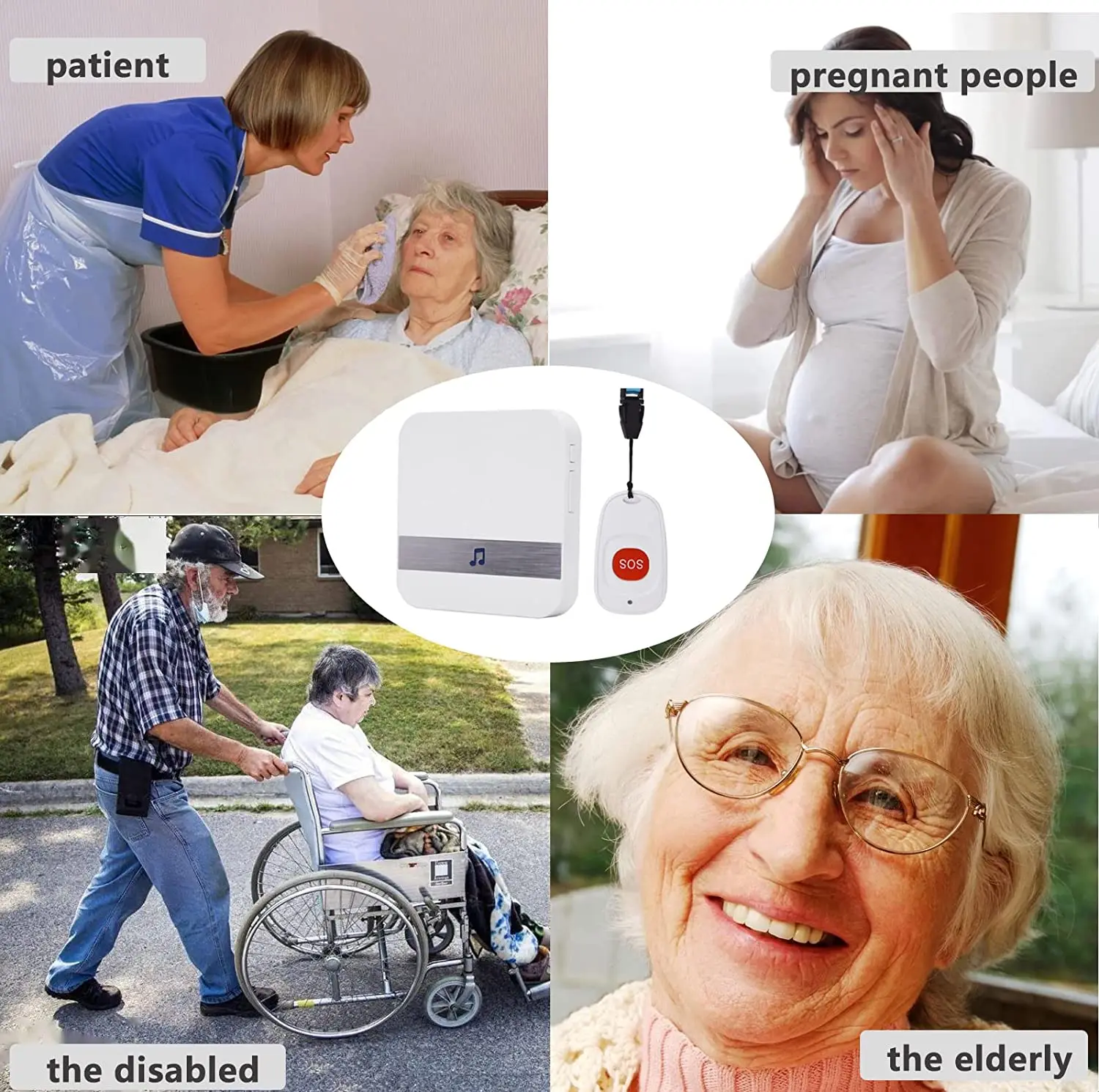 Wireless Caregiver Pagers SOS Call Button for Elderly Patient Seniors Disabilities Personal in Home Nurses Calling Alert System