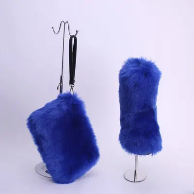 wholesale mommy and me snow boots set kids children faux fur snow boots with matching purse and headband set  women winter shoes