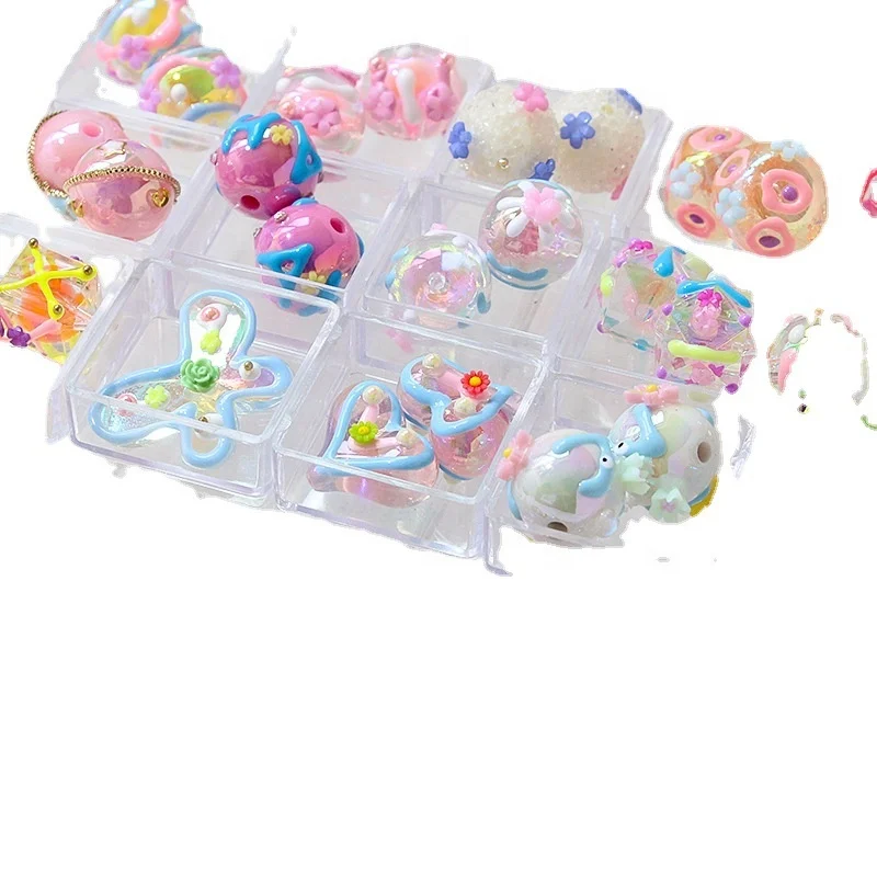 Hand-painted printed beads, acrylic beads, diy bracelets, necklaces, earrings, accessory materials