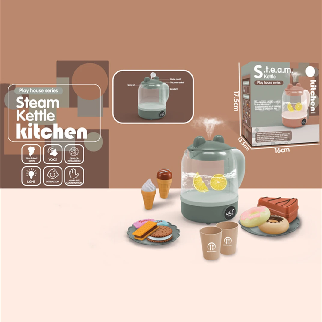New Style Mini Electric Home Appliances Pretend Play Electronic Kids Steam Kettle Set Toy Educational Toys Kids