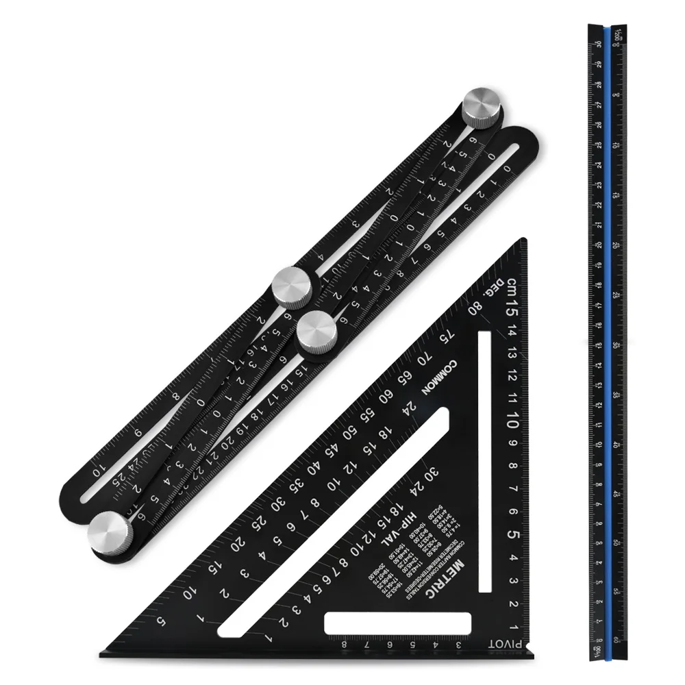 High quality Folded angle ruler Triangular Aluminum Scale with 30 cm Architect Ruler sets