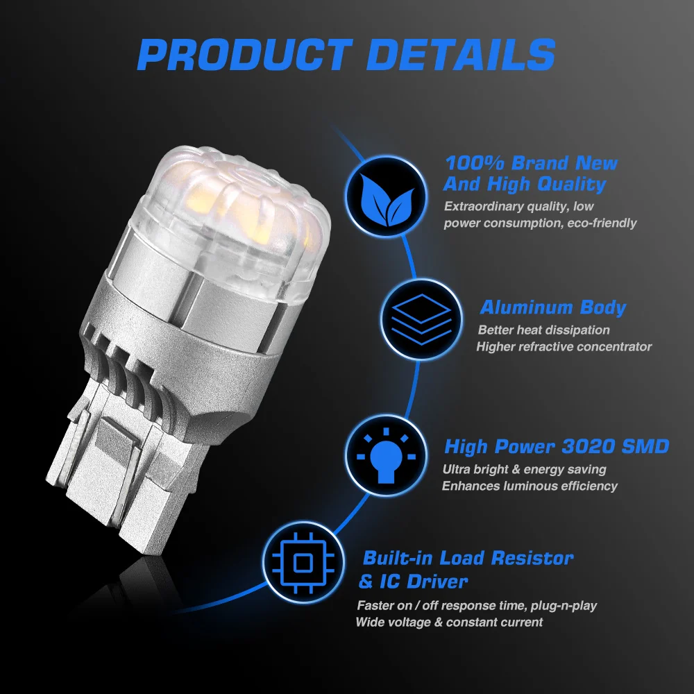 Novsight Factory T20 led T25 3157 9SMD 7443 LED P27W 3156 Car parts 1156 1157 auto white brake turn signal light bulb