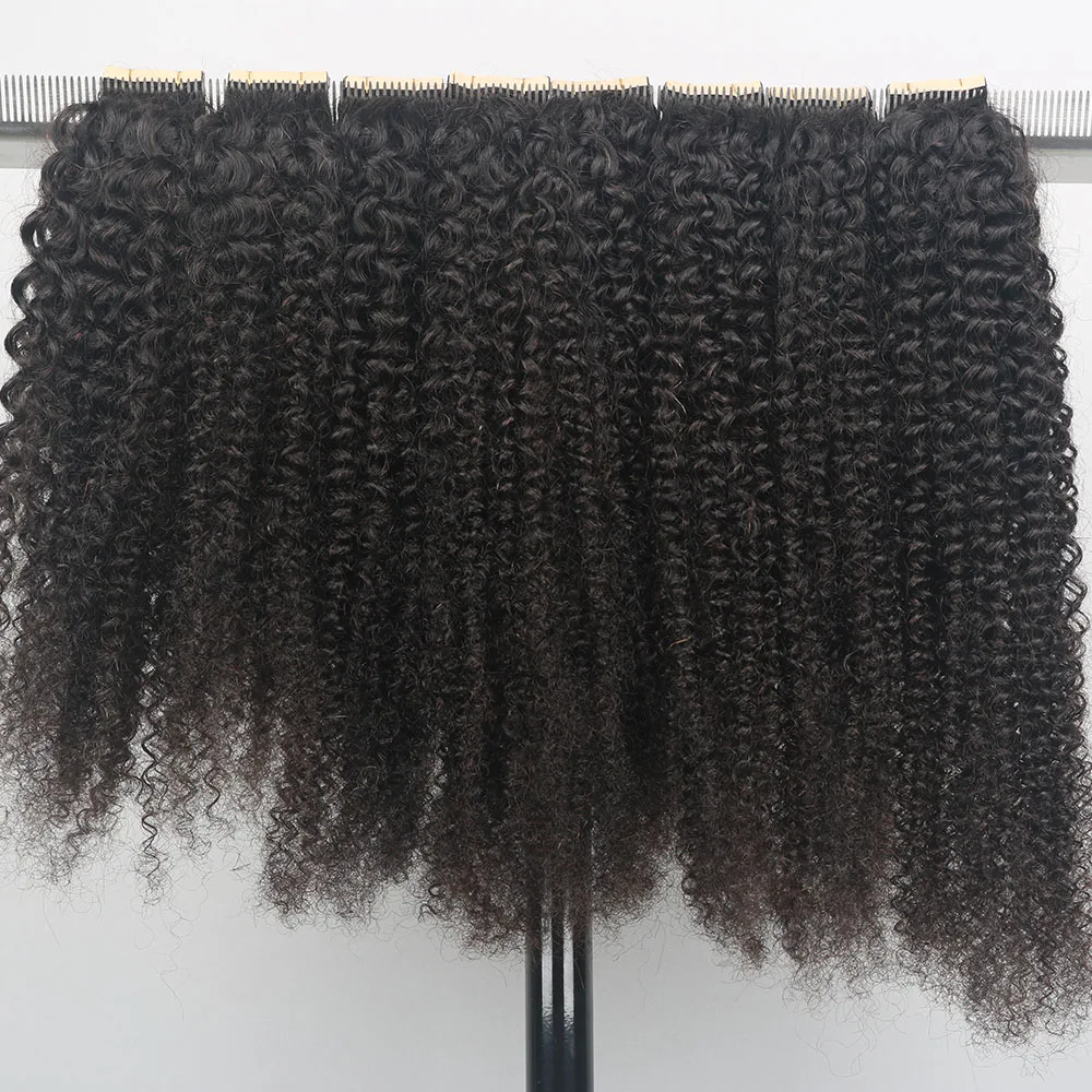 Top Quality Best Price Unprocessed Brazilian Hair Kinky Curly Ready To Ship Remy Seamless Tape In Extensions