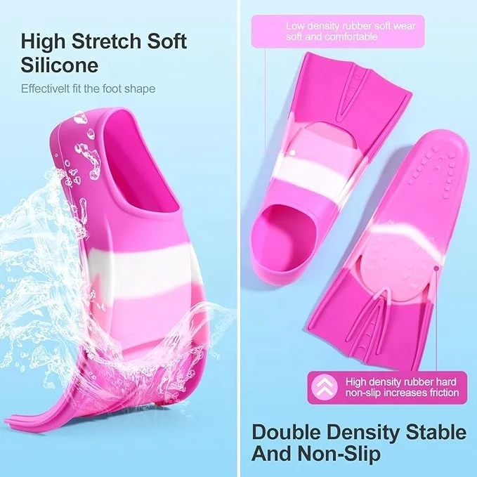 Factory price Snorkel Fins many Size for Snorkeling Diving Adult Men Womens Kids Open Heel Swimming Training Flippers