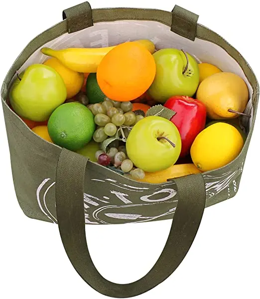 Reusable Grocery Bag Shopping Tote Cotton Canvas Multi Purpose Foldable Fashion Bags Geometry Printing Machine Washable Durable