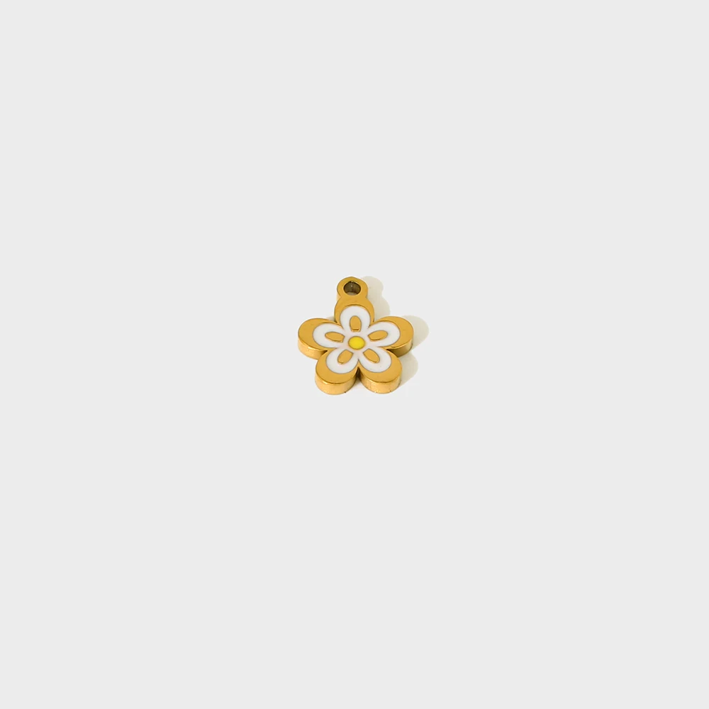 Waterproof 18K Gold Plated Stainless Steel Colorful Cherry Key Heart Flowers Banana Charms DIY Jewelry Accessories for Women