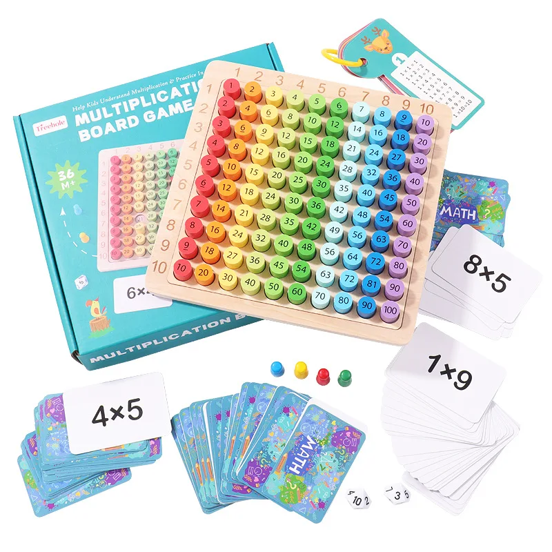 Montessori Wooden Math Game For Kids - Double-Sided Boards For Addition And Multiplication - Educational Toy For Preschoolers