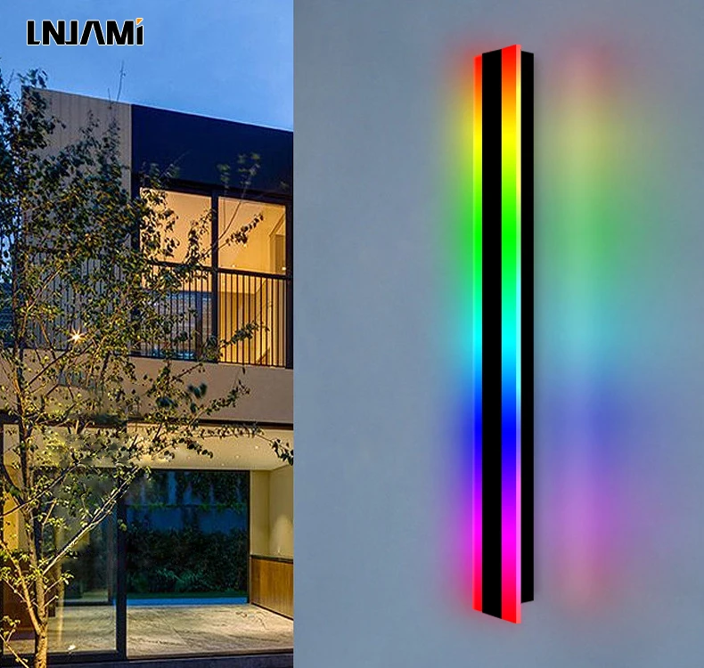 Водонепроницаемый настенный светильник LNJAMI 110 В 220 RGB с дистанционным управлением умная линейная светодиодная настенная лампа длинной полосой для сада уличное