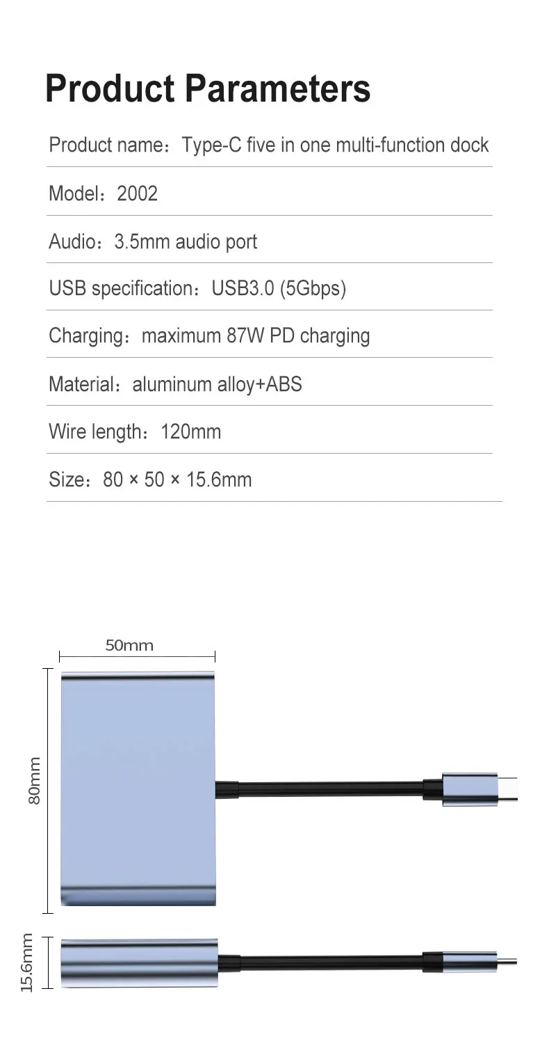 SOYEER 5 в 1 концентратор USB HD + VGA AV USB3.0 PD Видео Аудио преобразователь для Mac Win 7/8/10 PC TV проектор