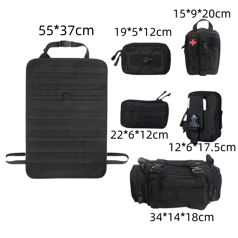 Factory Direct Sale Upgrade Tactical Seat Back Organizer Storage Hanger Bag with 5 Pouch Vehicle Molle Panel Organizer