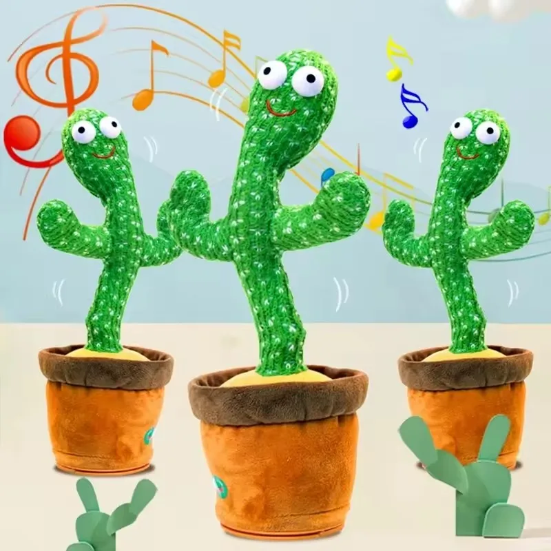 Wholesale fun dance cactus toys glowing music concerts talking plush toys Christmas gifts education toy