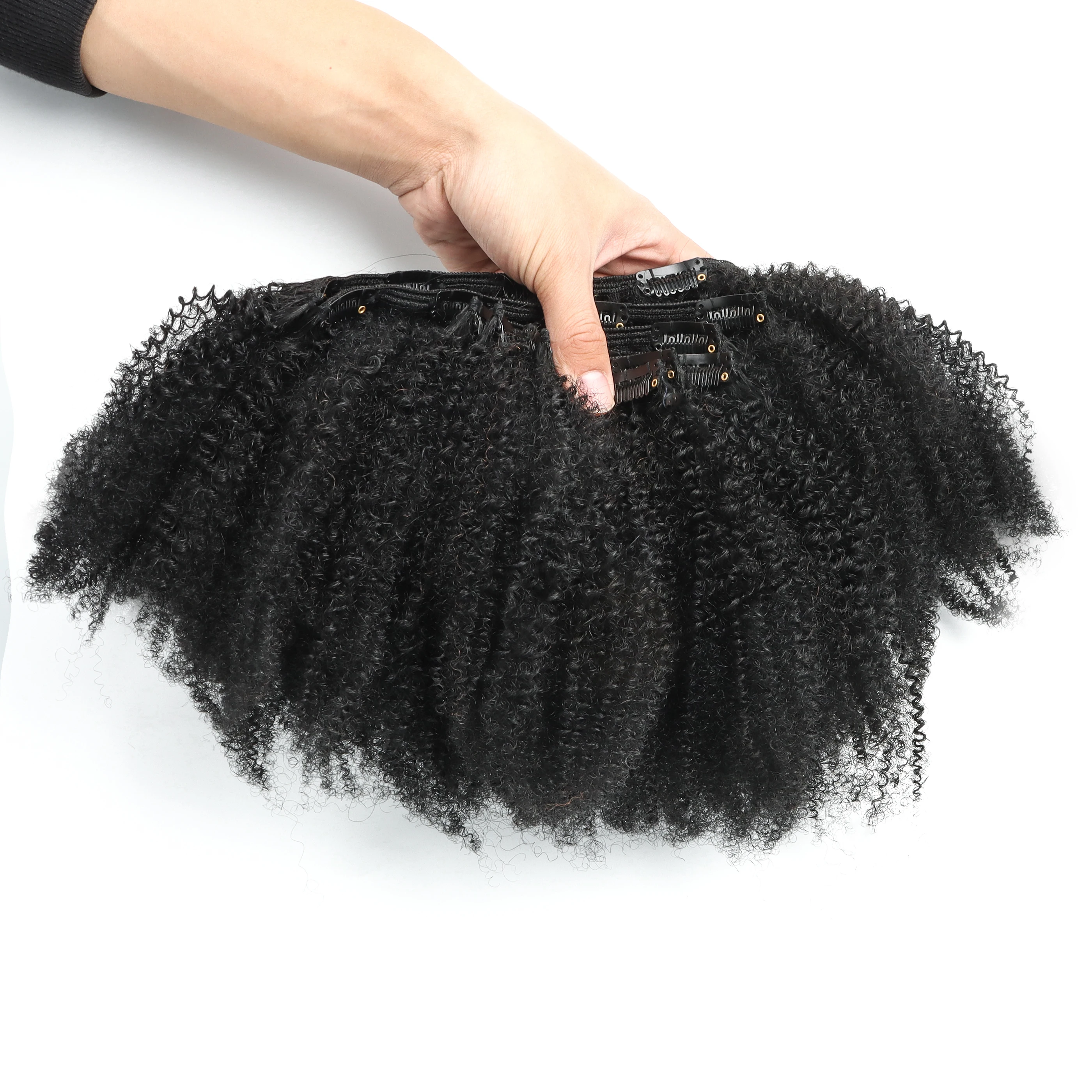 Raw Hair Wholesale High Quality Russian 12a Grade 4C Natural Color Human Hair Clip in Hair Extensions Ready to Ship