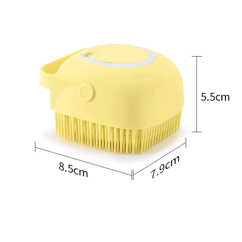 Multi- functional design Pet cleaning grooming tool 2 in 1 dog bath brushes Square massage shampoo dispenser Puppy body brush
