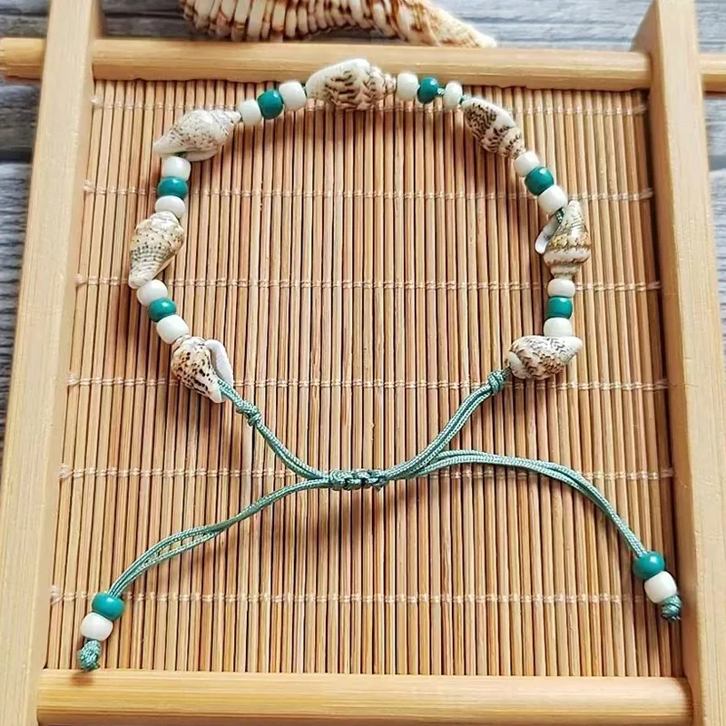 2024 New Minimalist Style Seed Pearl Conch Beaded Weaving Bracelet National Style Ocean Series Bracelet