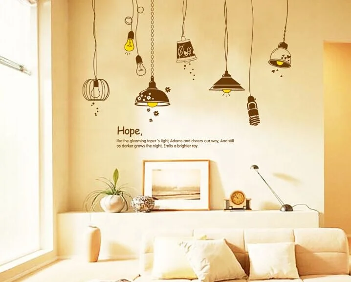 Cartoon Kids Bedroom Hope Lights Vintage Style Removable Pvc 3d Wall Sticker
