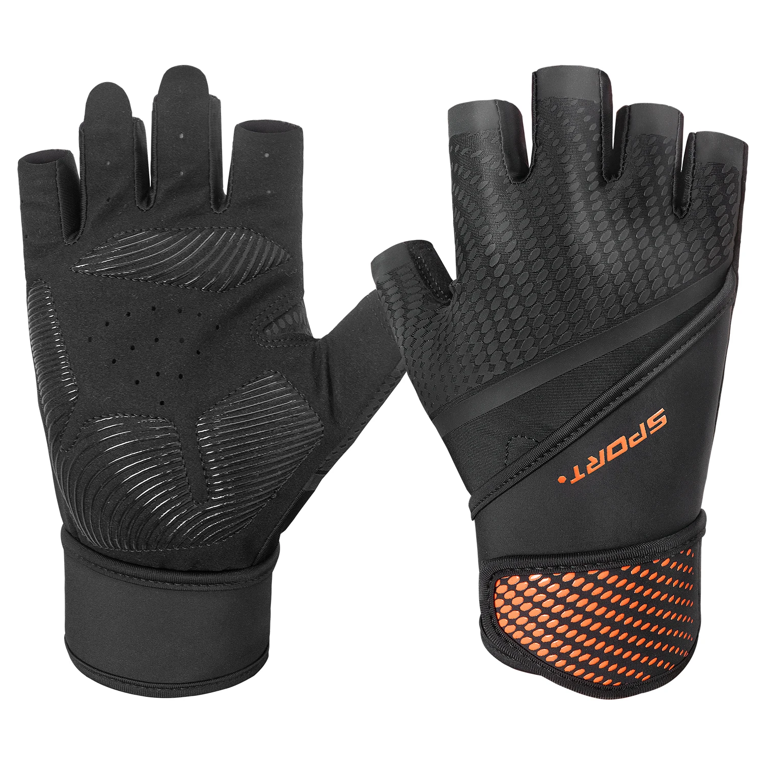 Custom Logo Unisex Sports Fingerless Weight Lifting Fitness Gloves Shockproof Cool Training Gym Gloves