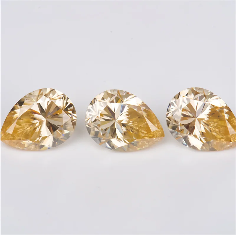 Factory Wholesale Pear VVS Champagne Yellow Lab Moissanite Diamond