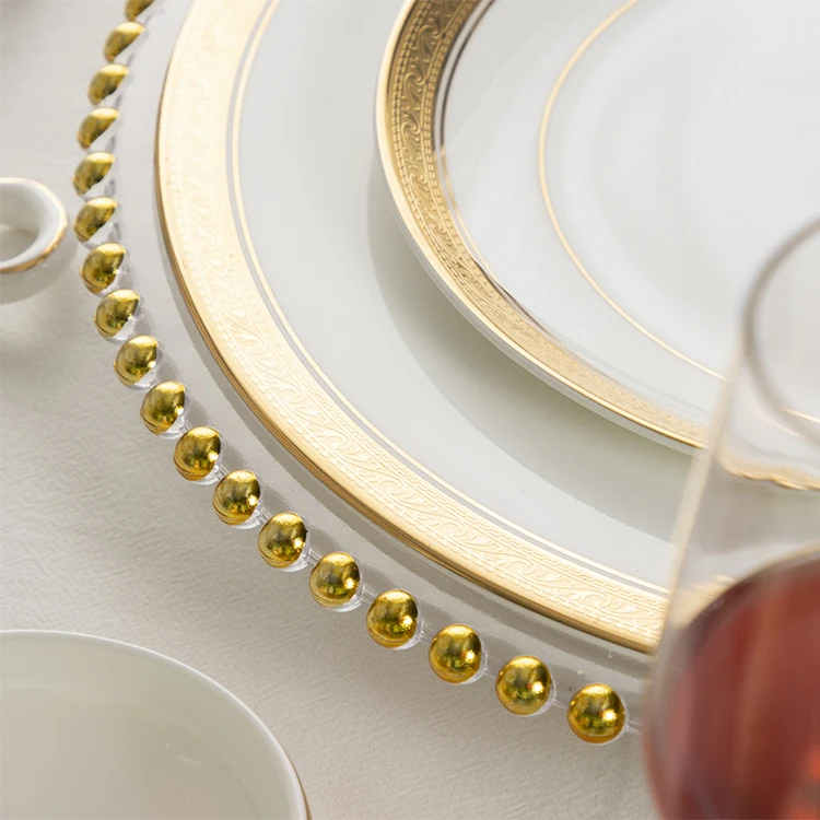 PITO Dinnerware Plate Set Steak Plate Classic Tableware Dinnerware Set for Hotel Gold Style Ceramic Royal Luxury Bone China