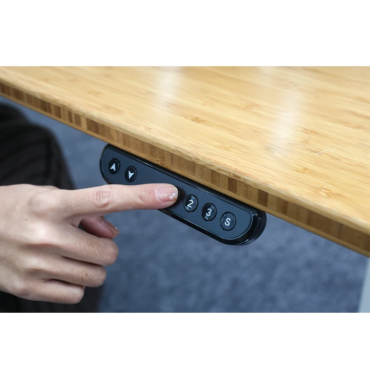 Auto Adjustable Intelligent Computer Standing Commerical Energpnomic Desk Bamboo Table Top