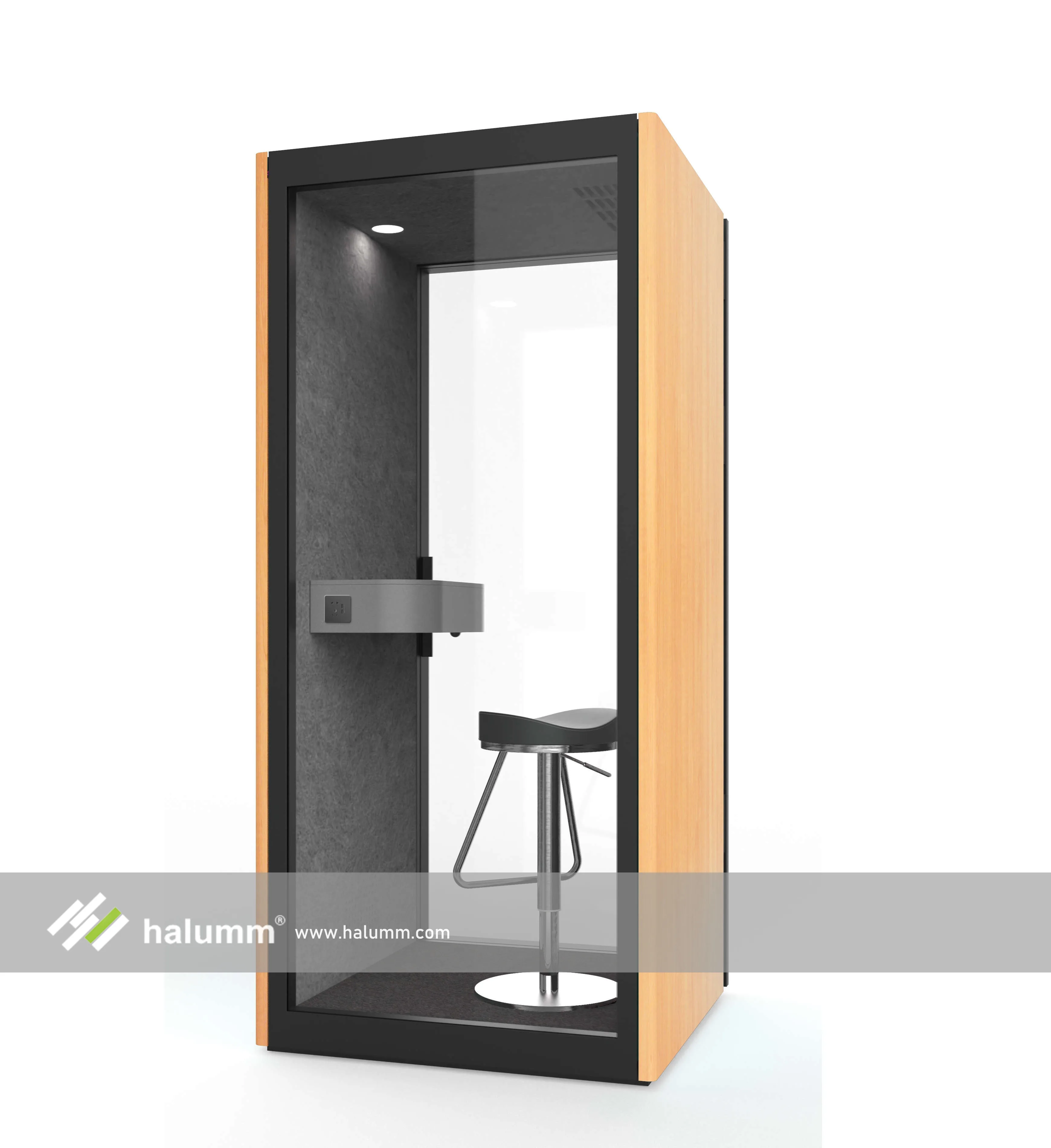 hicube Glass door Double Glazed prefab phone booth  with sensor lighting office privacy pod
