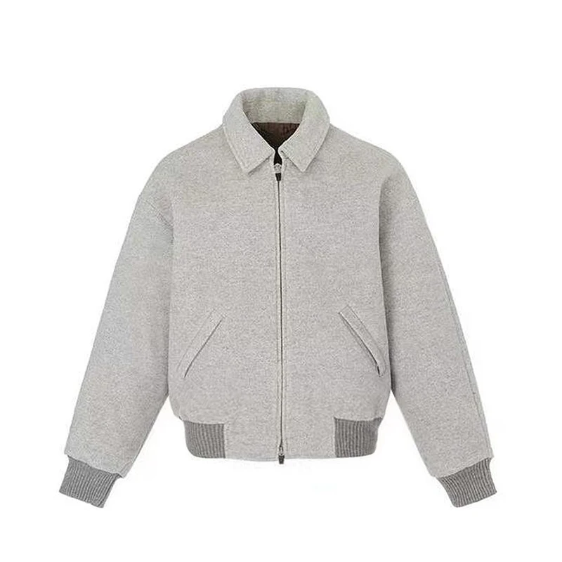 Mens Casual Blend Woolen Bomber Jacket Classical High Quality Coaches Jacket