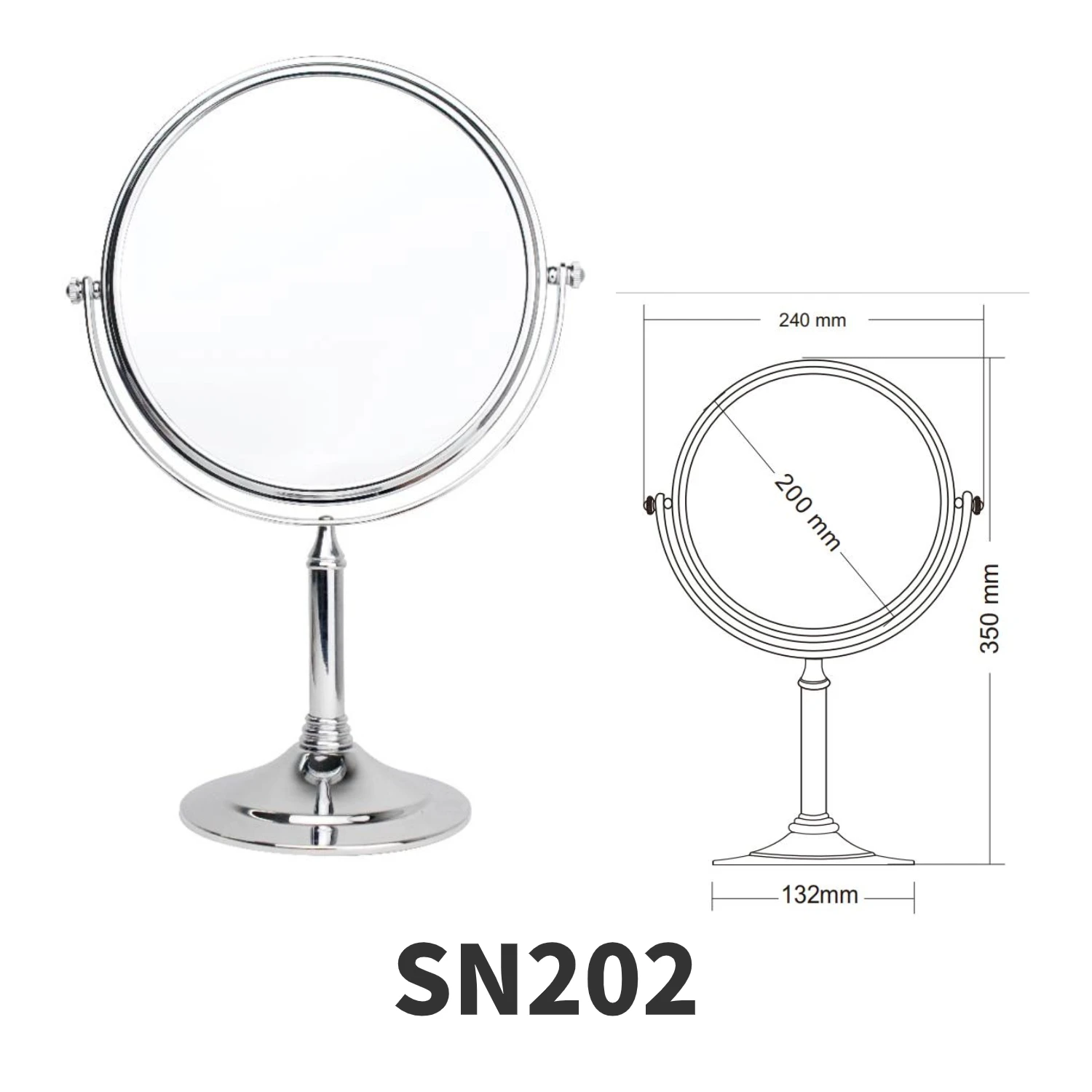 360 Degree Makeup Magnifying Hotel Fashion Bathroom Cosmetic Mirror Double Sided Standing Table Mirrors Bathroom Accessories