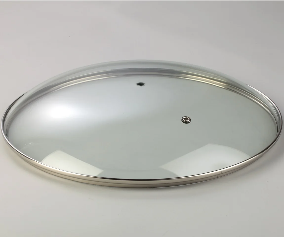 round High Dome Food Grade Cookware Cover Tempered Explosion-Proof Glass Lid for Kitchen Iron Pot Parts