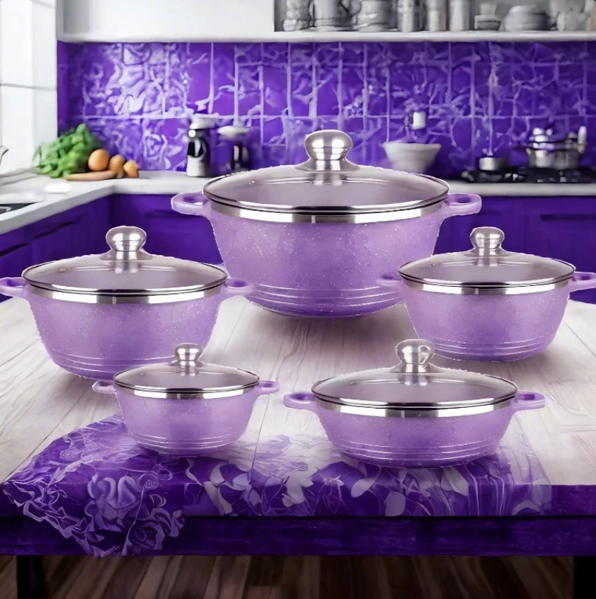 Cookware Set Cookware Kitchenware and Cookware with Glass Lid Professional Stainless Steel 10pcs Metal Minimalist Aluminum Alloy