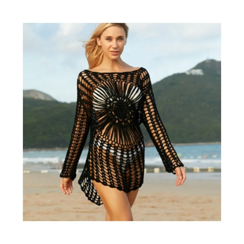 2022 Woman Beach Cover Up White Beach Dresses Hollow out Lace Summer Suit Newest design Beach Dresses Bikini Sexy