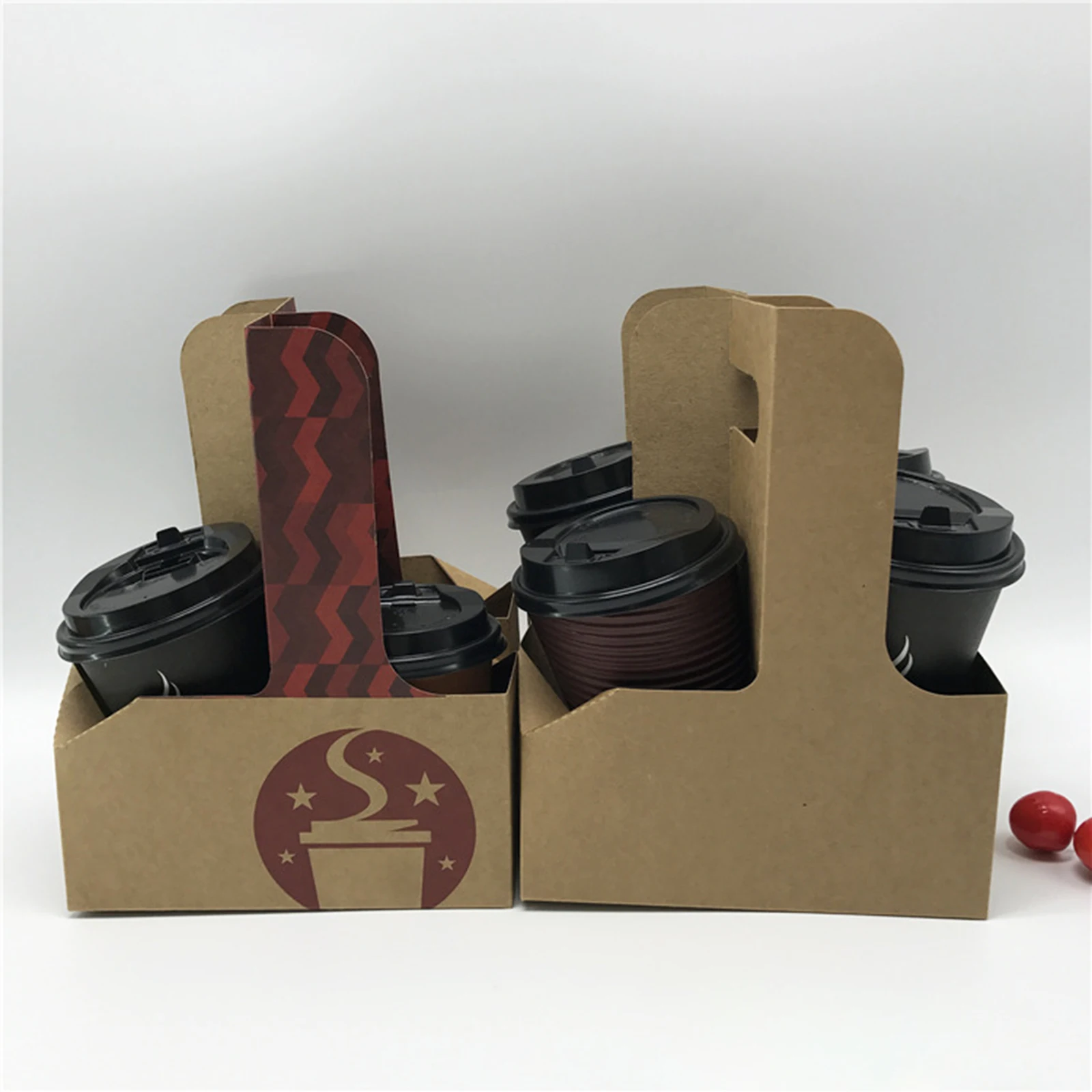 High Quality Biodegradable Disposable 1/2/4/6 Compartment Paper Takeaway Coffee Cup Beverage Cup Holder