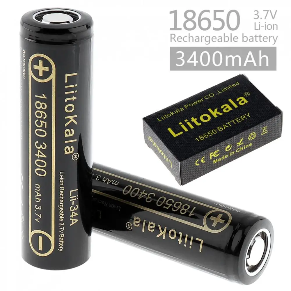 
LiitoKala Lii-34A 100% New Original NCR18650B 3.7v 3400 mah 18650 Lithium Rechargeable Battery For Flashlight batteries 