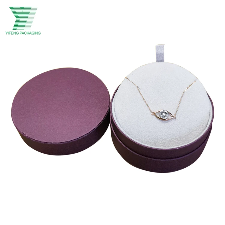Yifeng Packaging Custom Luxury White Logo Round Velvet Paper Gift Boxes Set Cardboard ring Jewelry Packaging Box