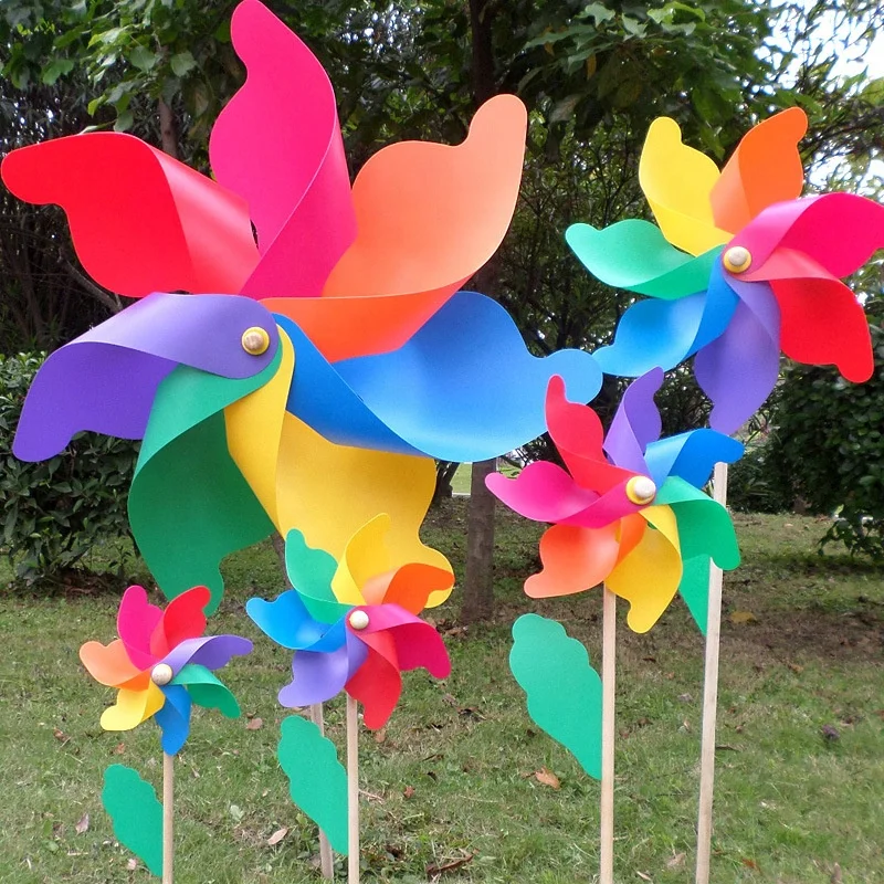 DIHAO 2022 горячая Распродажа пользовательских радужных полилепестков пластиковых садовых колесных ветряных мельниц для праздника