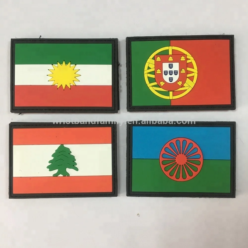 Custom PVC Rubber Europe Country National Flag Patches Italy Switzerland  Ireland Netherlands Belgium Sweden Flag