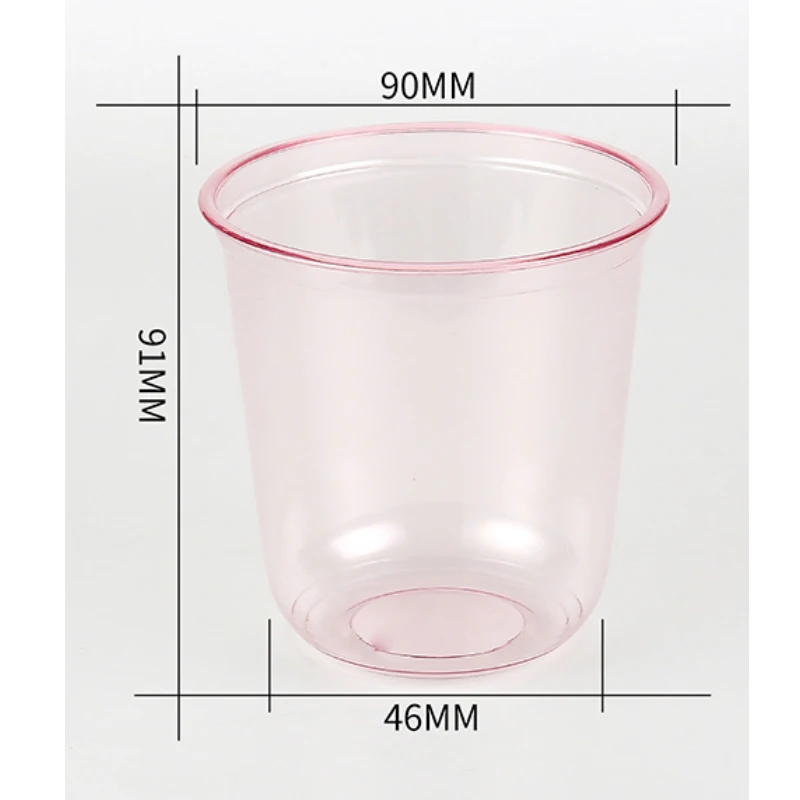 Pink Blue Black Clear Cup Logo Printed 360/400/500ml PET Bubble Tea Cold Coffee Cup with Lids