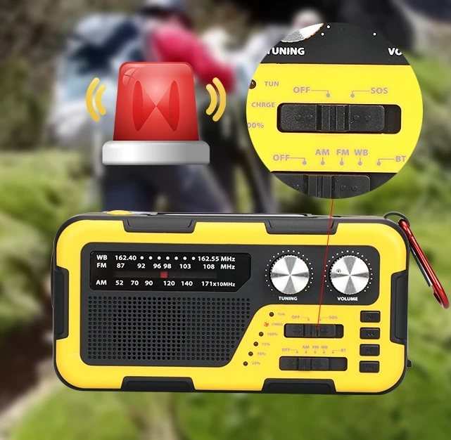 AXR- WB2 Bluetooth радио SOS аварийный фонарик Солнечный ручной генератор супер бас стерео прогноз погоды MP3 USB/TF